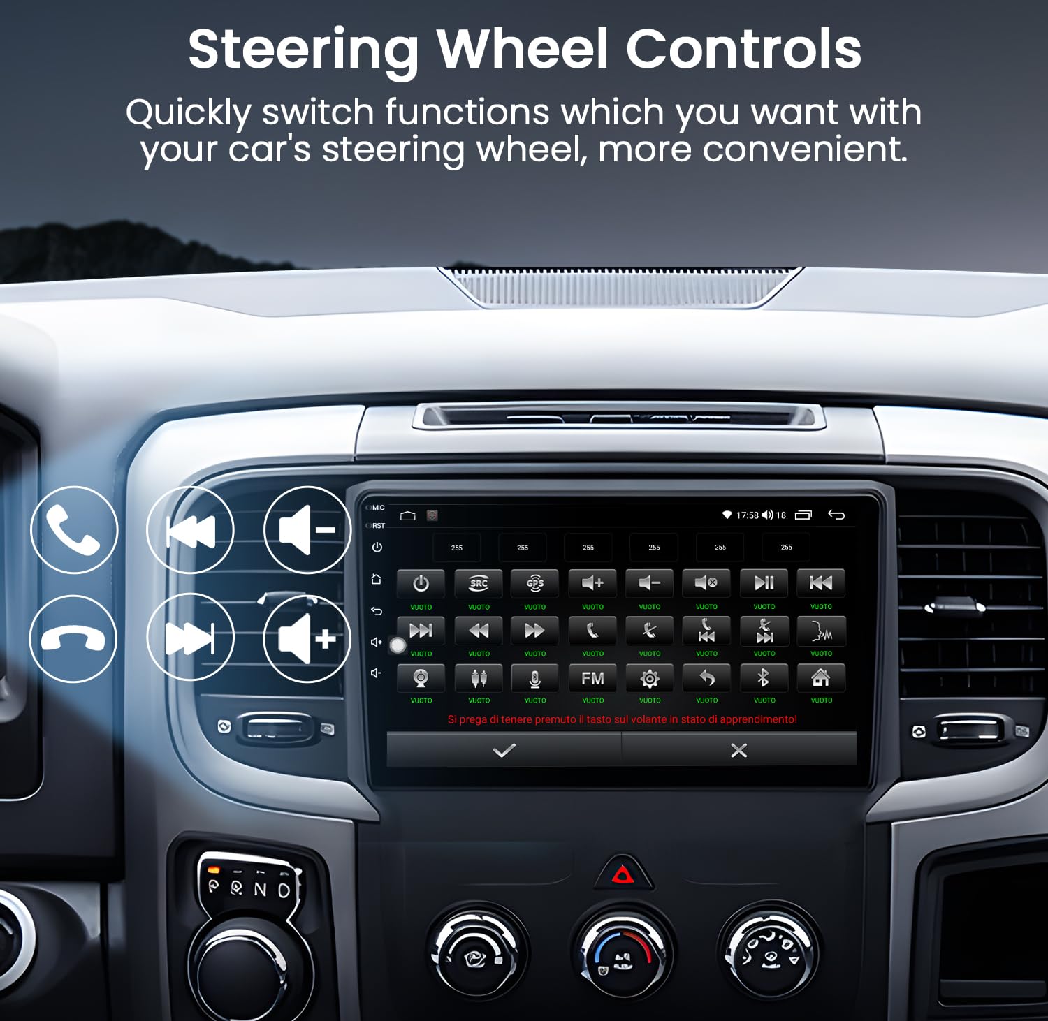 5G WiFi Car Stereo Radio for Dodge Ram 1500/2500/3500 (2013-2018) - Wireless Apple CarPlay & Android Auto - 4GB RAM 32GB ROM - 7