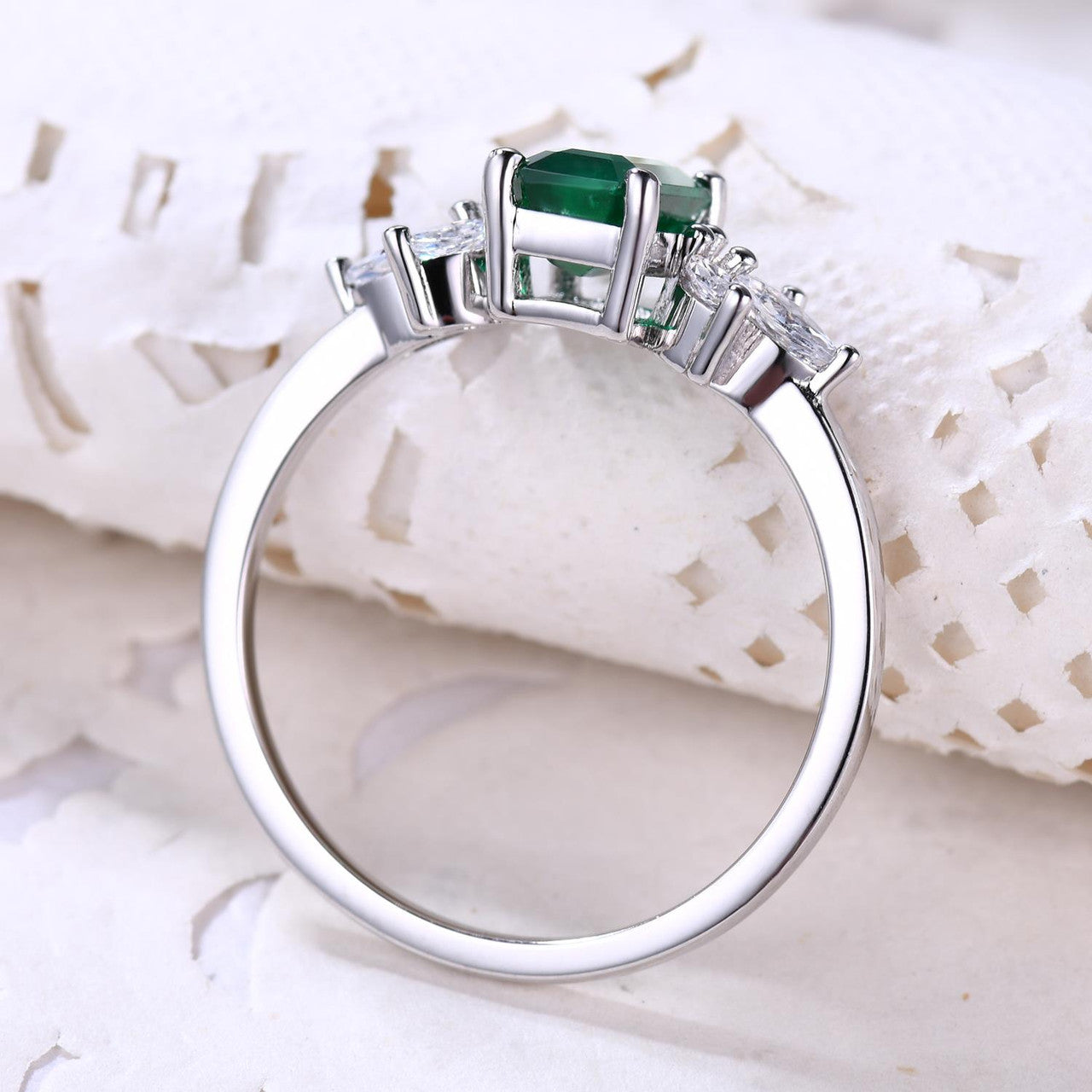 Vintage Emerald Cut Natural Zambian Emerald Ring - 100% Genuine Green Gemstone Jewelry for Women, Perfect for Engagement, Wedding & Special Occasions