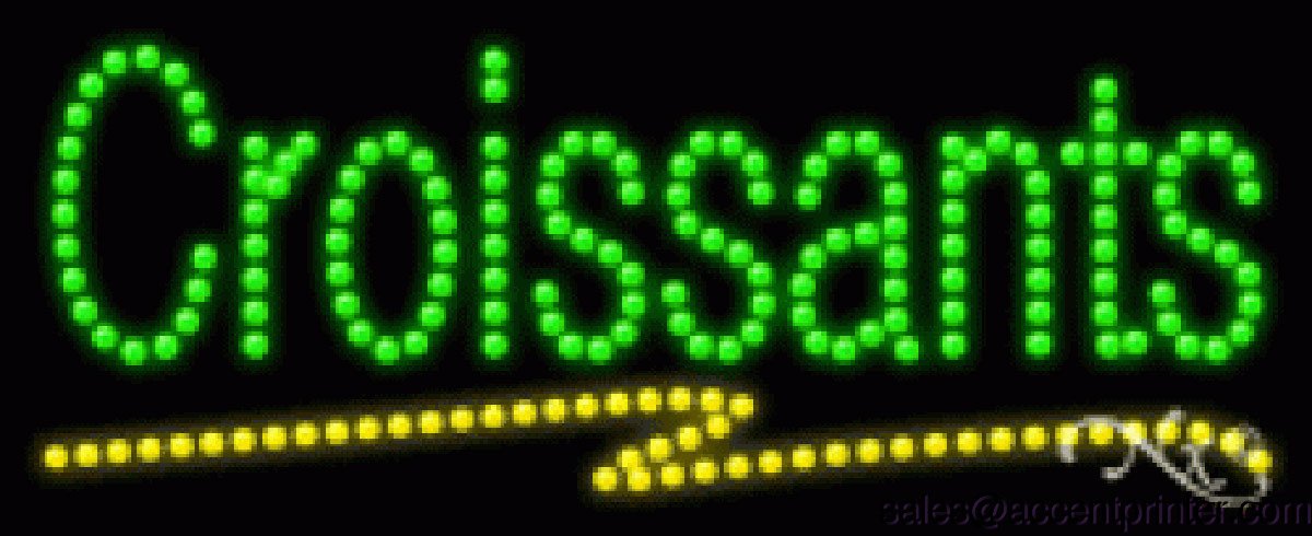 Flashing & Animated LED Croissant Sign - Energy Efficient Cafe Decor for Bakeries, Coffee Shops & Restaurants