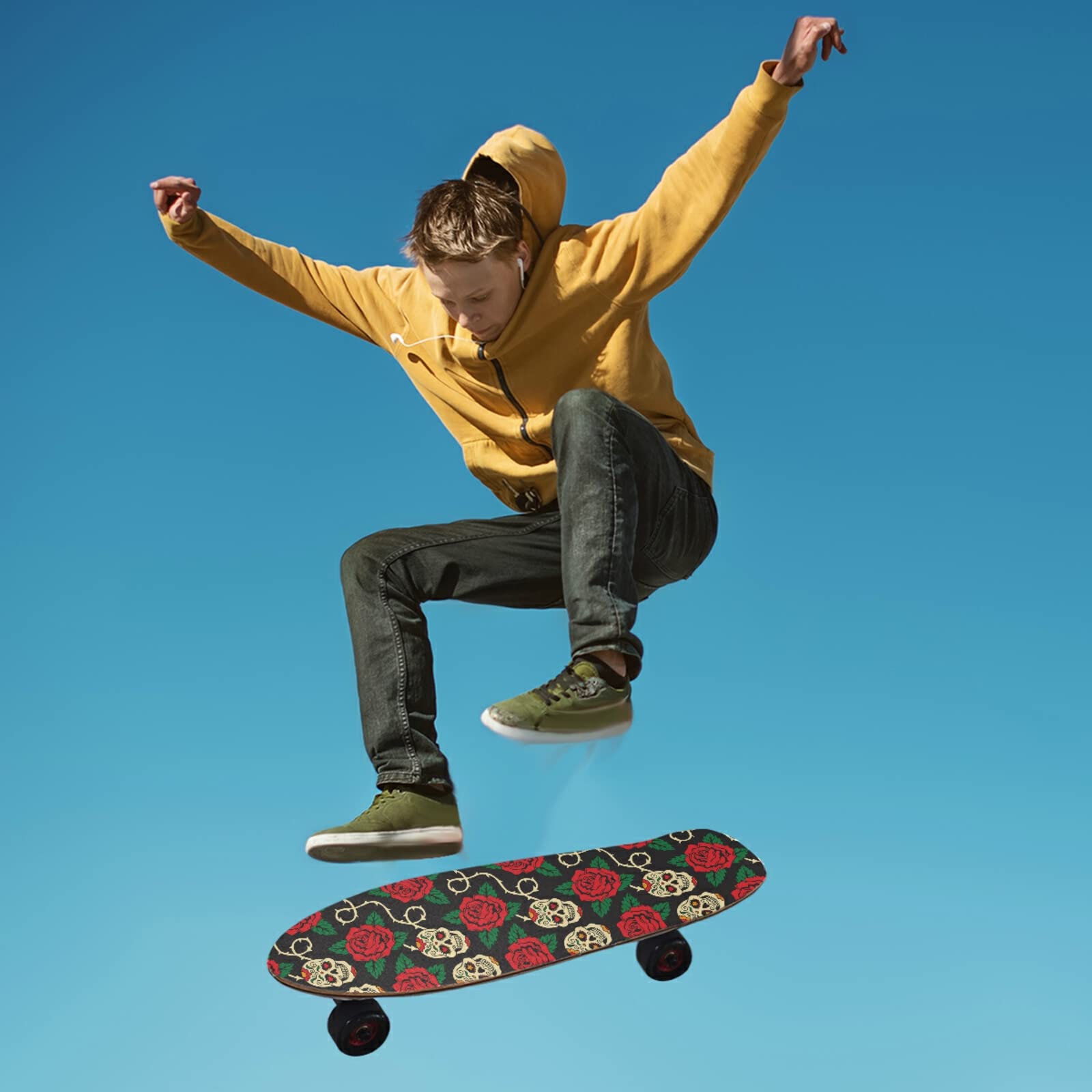Poeticcity Waterproof Skateboard Grip Tape - Anti-Slip Longboard & Scooter Griptape Sheets | Tear-Resistant Sandpaper Sticker Roll for Easy Bubble-Free Application | Perfect for Skateboarding, Longboarding & Scooter Riding