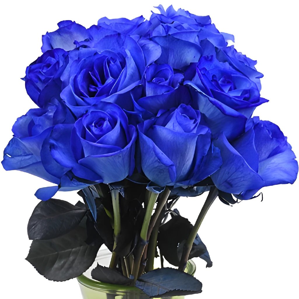 Blue Tinted Valentine's Day Roses - Artificial Flowers for Romantic Decor, Wedding Centerpieces & Home Decoration