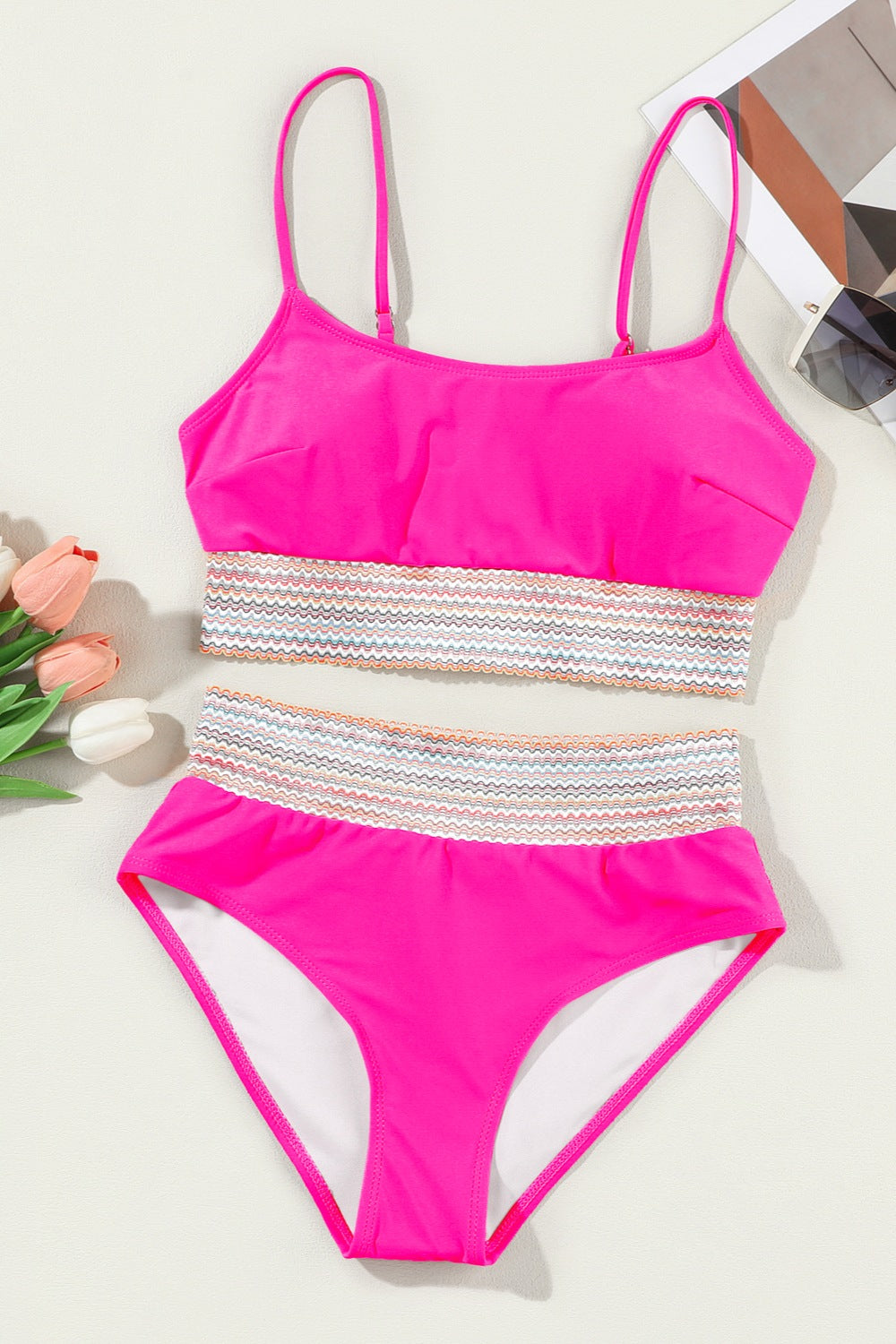 Women's Scoop Neck Spaghetti Strap Two Piece Swimwear Set - Sexy Bikini for Beach Vacation & Pool Party