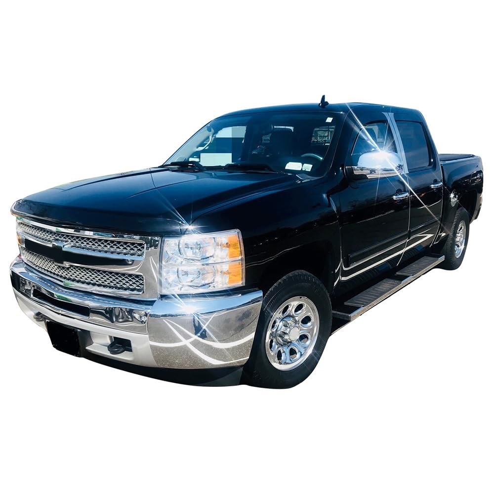 IKON MOTORSPORTS 6-Inch Chrome Running Boards Nerf Bars - Compatible with 2007-2018 Chevy Silverado 1500 & GMC Sierra 1500 Crew Cab, 2007-2019 Chevy Silverado 2500HD/3500HD - Durable Step Bars for Easy Truck Access & Off-Road Protection