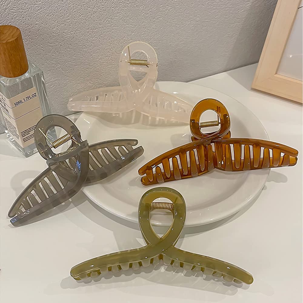 EPARTY-4pcs 11CM Large Jelly Hair Claw Clips for Women & Girls, Strong Hold Butterfly Hair Clips for Thick Hair, Non-Slip Hair Accessories - Perfect for Daily Use, Work, School and Special Occasions