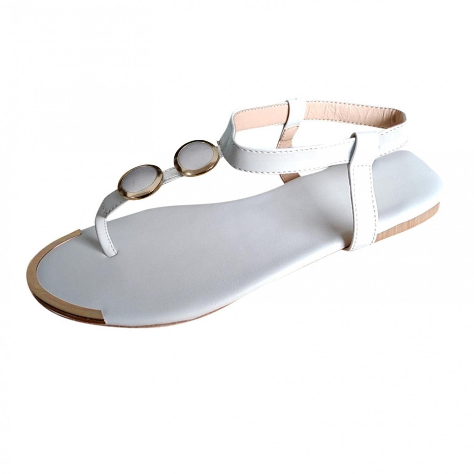 NLOMOCT Women's Summer Sandals - Comfortable Flat Open-Toe Slippers with Buckle Strap | Casual & Dressy Beach Sandals for Women | Perfect for Vacation, Walking, and Outdoor Activities