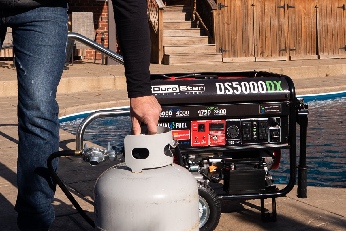 5,000 Watt Dual Fuel Portable Generator with CO Alert - Reliable Backup Power for Camping, Emergencies & Home Use