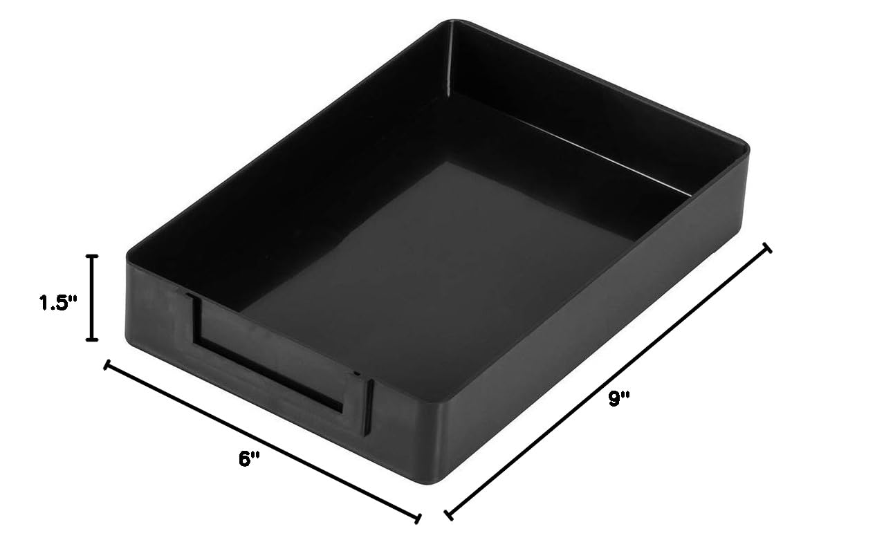 Hilco Standard Job Trays - Set of 24 Black Plastic Organizer Trays for Workshop, Garage & Office Storage | Durable Utility Trays for Tools, Hardware & Small Parts Organization
