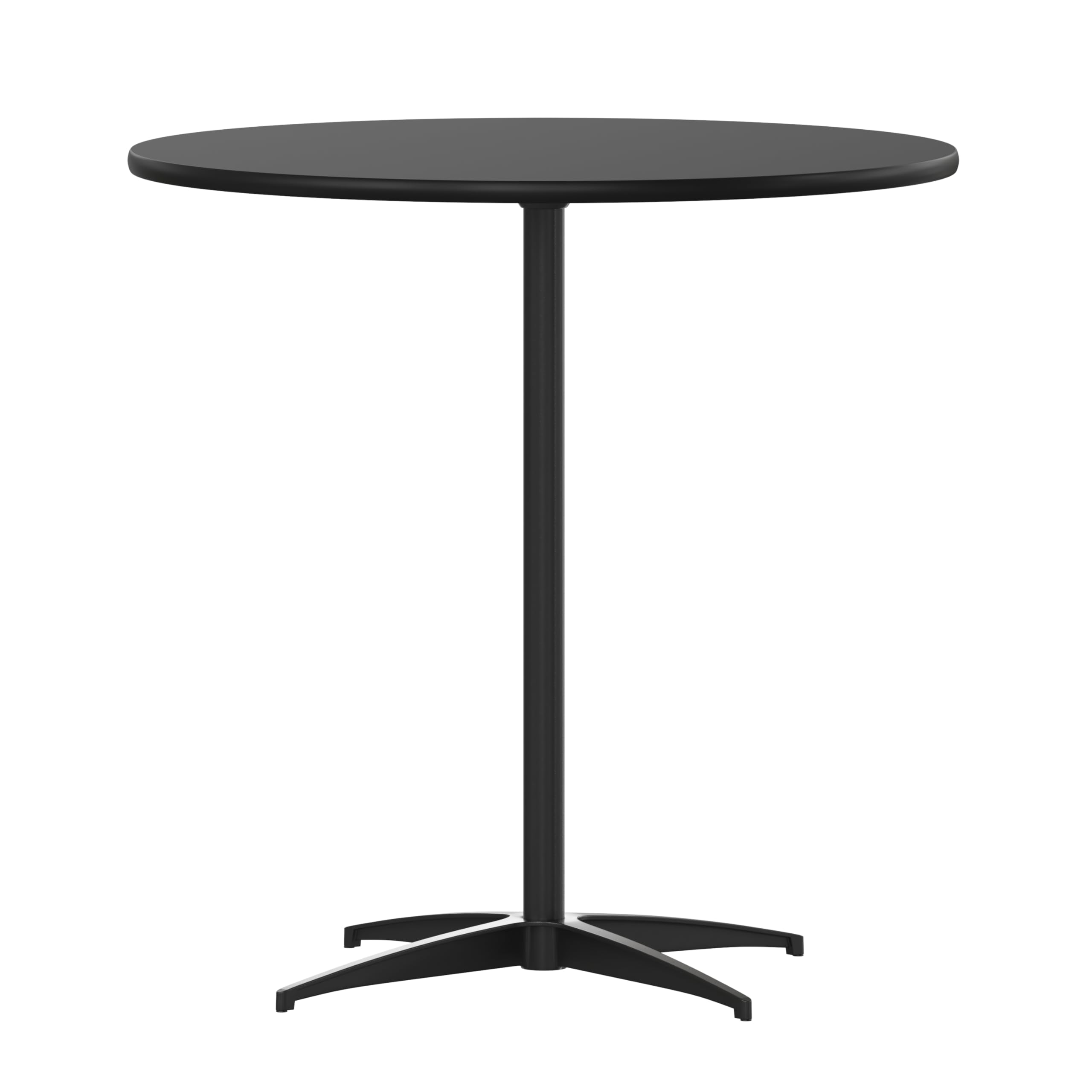 Flash Furniture Lars Black 30'' Round Wood Cocktail Table with 30'' and 42'' Columns - Modern Living Room Centerpiece for Small Spaces & Apartments