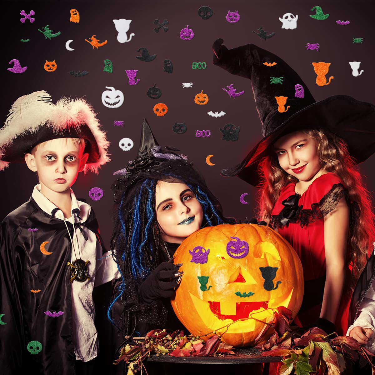 Halloween Foam Stickers for Kids Crafts - 500 Pcs Glitter Stickers for DIY Art Projects, Party Favors & Holiday Decorations - Perfect for Classroom Activities, Scrapbooking & Pumpkin Decorating