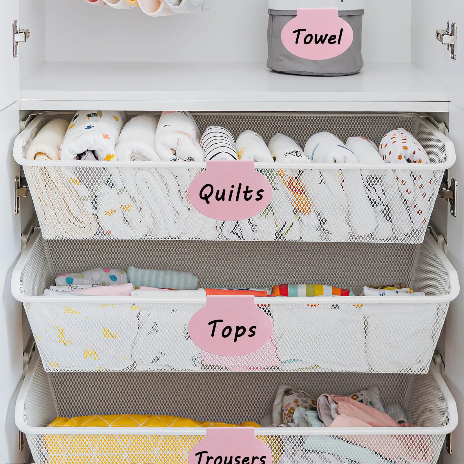 Metal Pantry Baskets 6-Pack with Chalk Labels - Kitchen Organization Storage