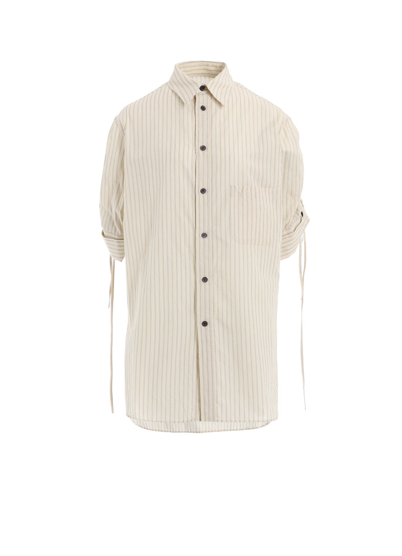 DOBBY STRIPE SHIRRING SLEEVE SHIRT - Women's Fashion Blouse with Ruffled Sleeves for Casual Wear, Office Outfits & Date Nights