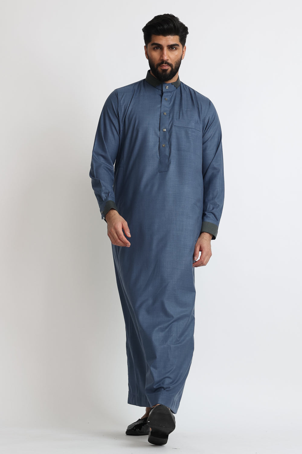 J114 Slate Blue Jubba - Elegant Islamic Thobe for Men | Perfect for Eid, Ramadan & Special Occasions