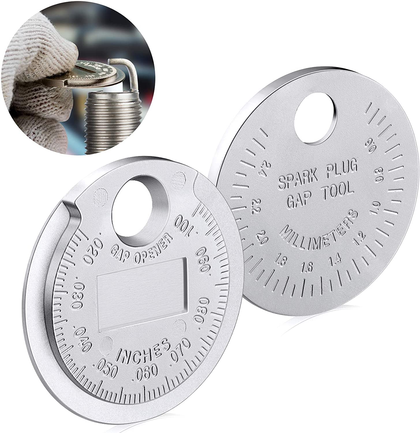 5-Piece Spark Plug Gap Tool Set - Precision Wire Gap Gauge with 0.020 to 0.100 Inch Measurement Scale - Essential for Automotive Tune-Ups & Small Engine Maintenance