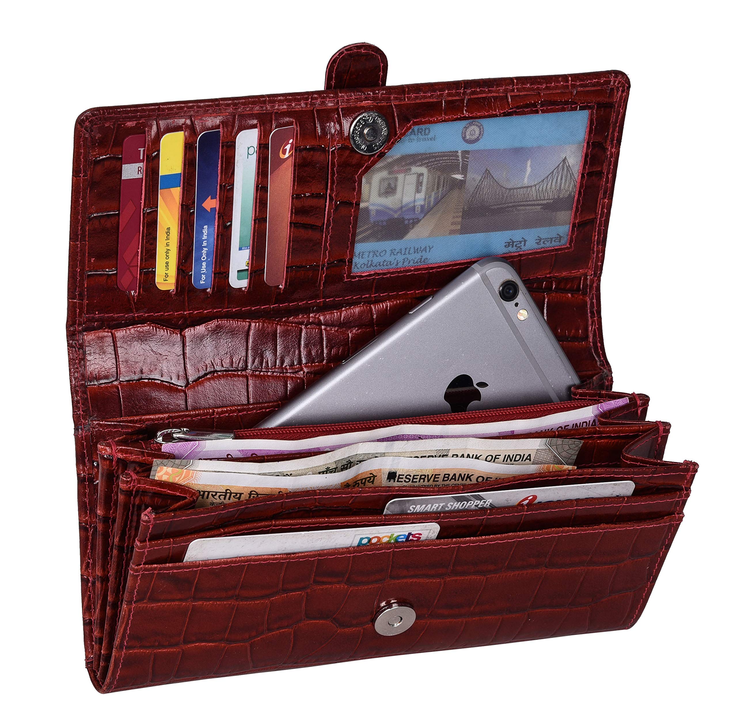 URBAN FOREST Danny Dark Red Leather Wallet for Women - Slim RFID Blocking Bifold Wallet with Card Slots - Perfect for Everyday Use, Travel & Gifting