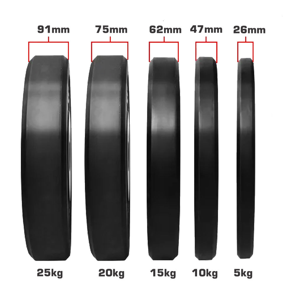 XLR8 Black Bumper Plates - Olympic Weightlifting Plates for CrossFit, Home Gym & Strength Training - Durable Rubber Coated for Drop Protection & Noise Reduction - Perfect for Deadlifts, Squats & Power Cleans