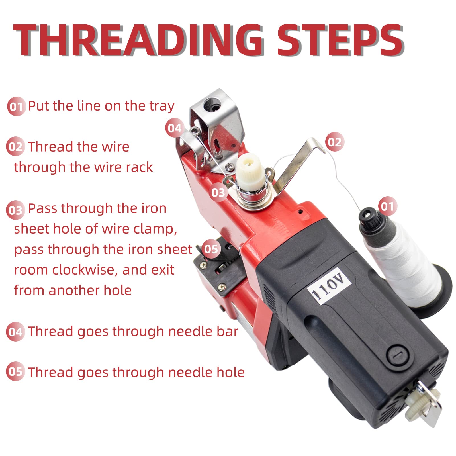 Electric Bag Sewing Machine - Industrial Handheld Bag Closer & Stitcher GK9-900 for Woven Rice Bags, Leather Bags | Portable Bag Sealing Tool for Packaging, Agriculture & Food Industry Use