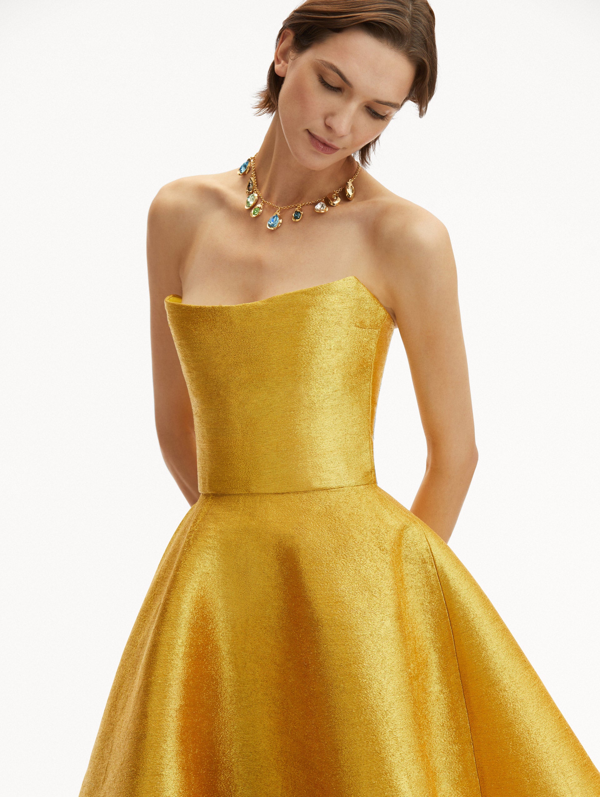 Elegant Metallic Threadwork Cocktail Dress for Women - Perfect for Evening Parties, Weddings & Special Occasions
