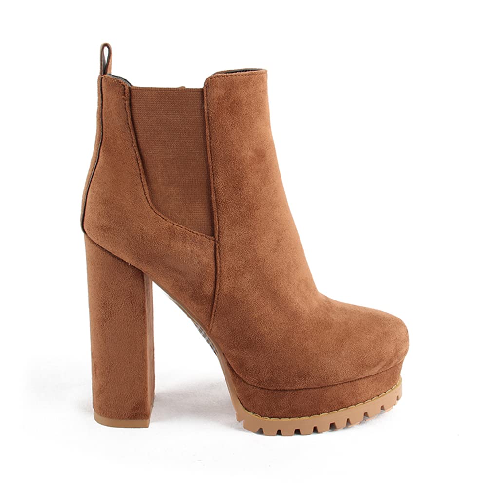 Perixir Women's Chunky Heel Ankle Boots - Sexy Combat Boots with Round Toe, Side Zipper & Lace Up Design | Perfect for Casual Outfits, Night Out & Fall/Winter Fashion