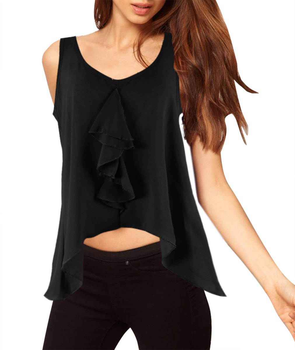 Vintage Sheer Light Summer Open Back Ruffle Evening Top Blouse for Women - Elegant Party Wear & Date Night Outfit