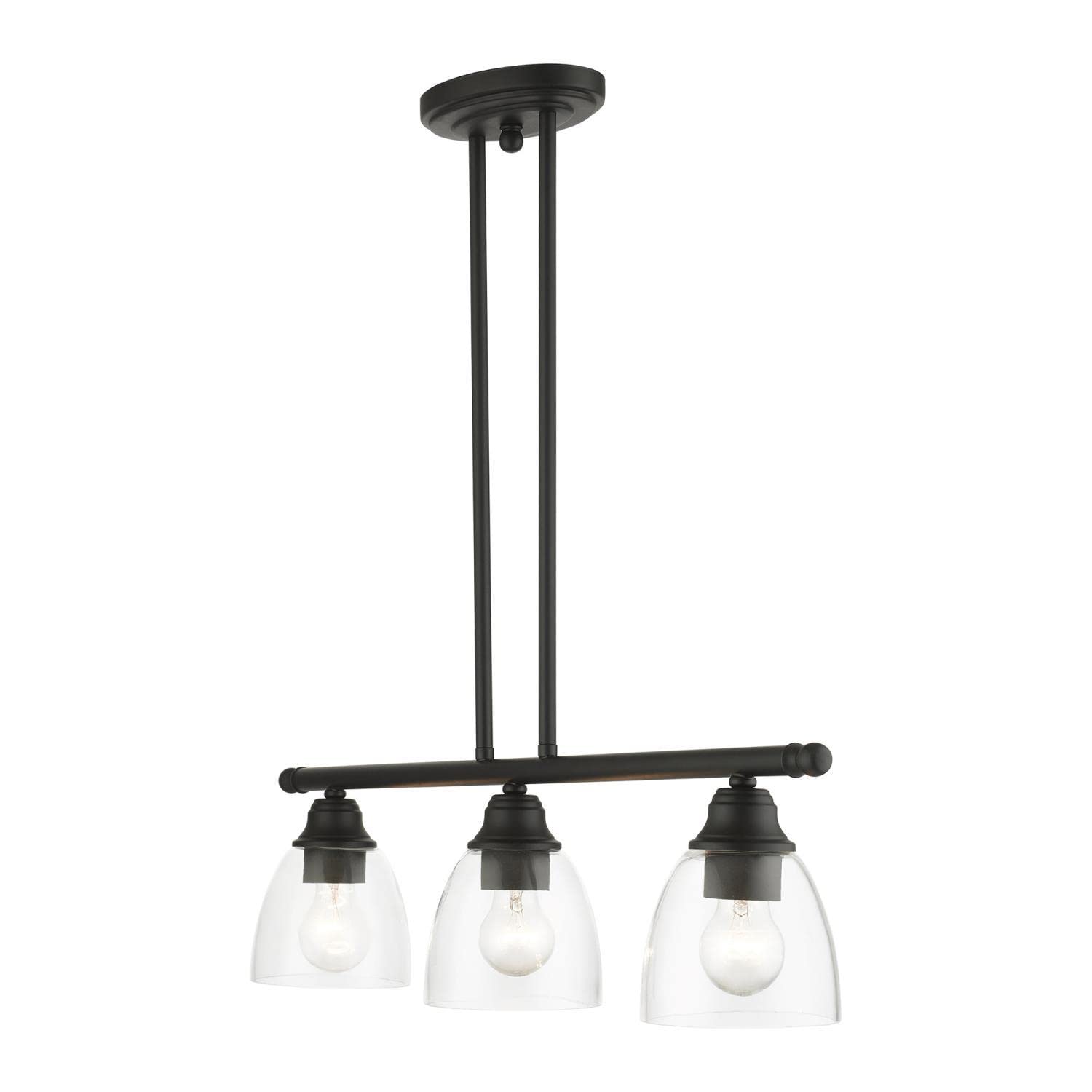 Livex Lighting 46337-04 Montgomery Linear Chandelier in Black - Modern Ceiling Light Fixture for Dining Room, Kitchen Island & Entryway
