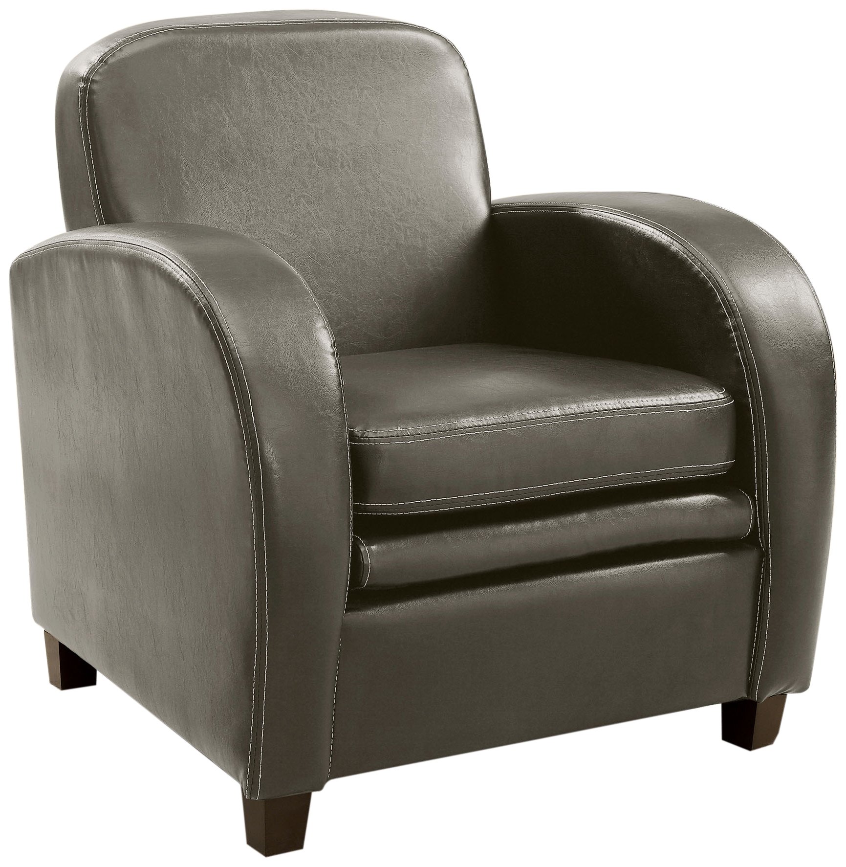 Pascal Double Padded Leatherette Armchair - Grey Modern Faux Leather Lounge Chair for Living Room, Office & Reading Nook | Comfortable Accent Seating Furniture of America