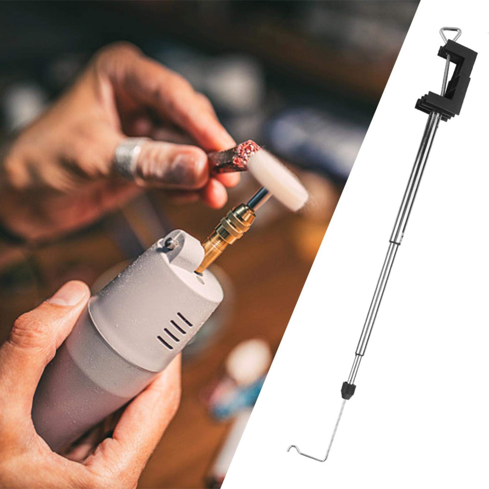 360° Swivel Drill Press Clamp & Rotary Tool Stand with Telescopic Hanger - Heavy Duty Grinder Holder for Household, Industrial & Outdoor Use - Perfect for DIY Projects, Metalworking & Woodworking
