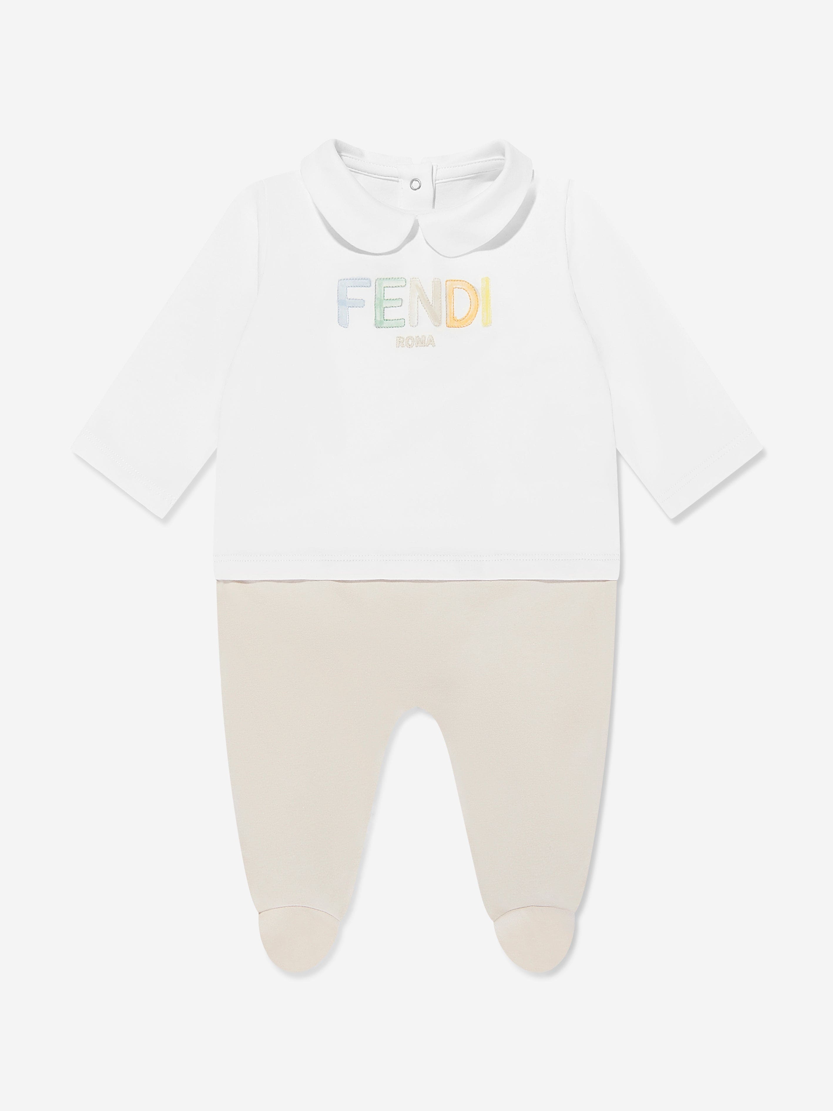 Soft Beige Babygrow Set with Logo - Cozy & Comfortable Newborn Outfit for Everyday Wear & Photo Shoots