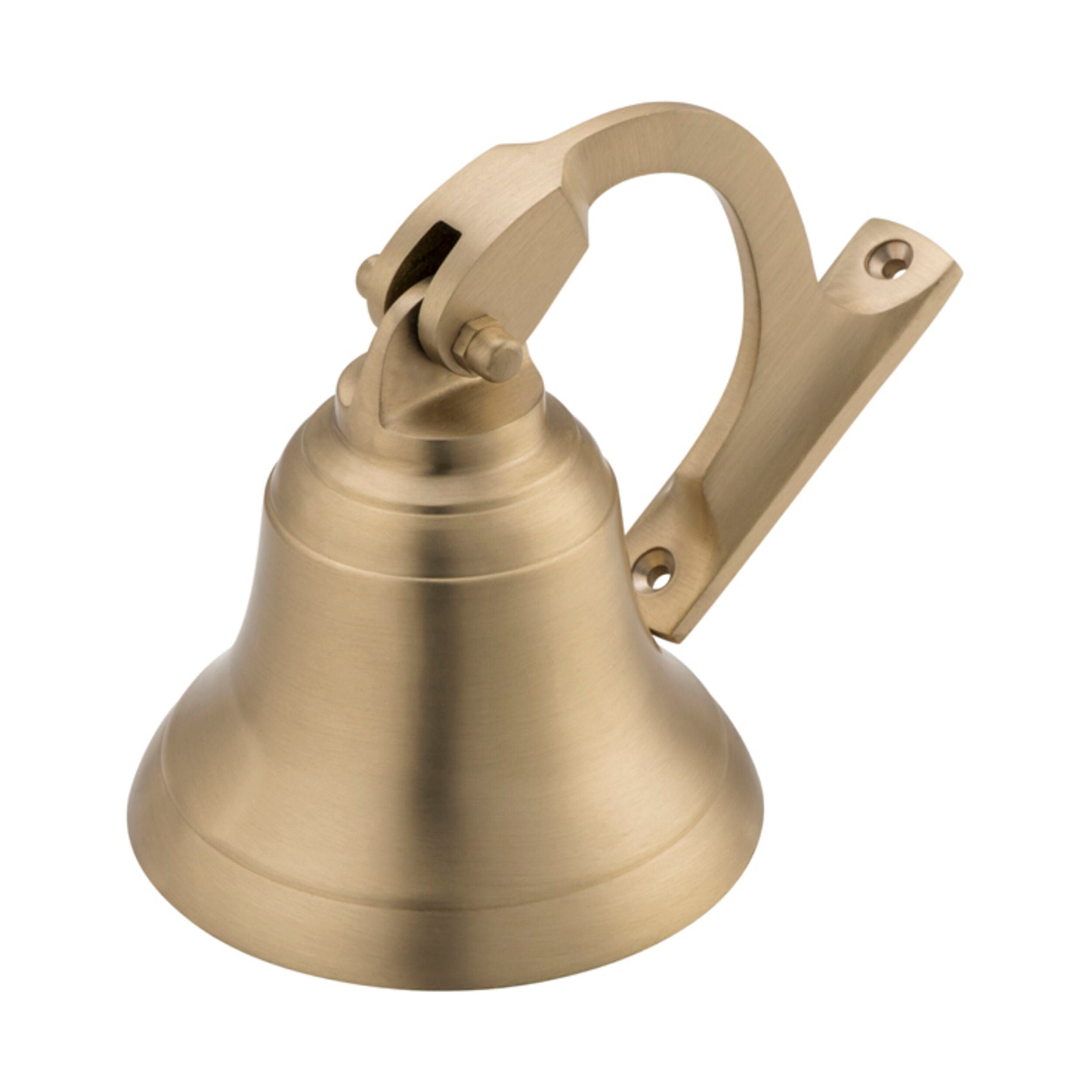 6681 Ships Bell Satin Brass D100mm - Nautical Brass Ship Bell for Boats, Yachts & Marine Decor - Classic Maritime Accessory for Home, Office & Garden Decoration