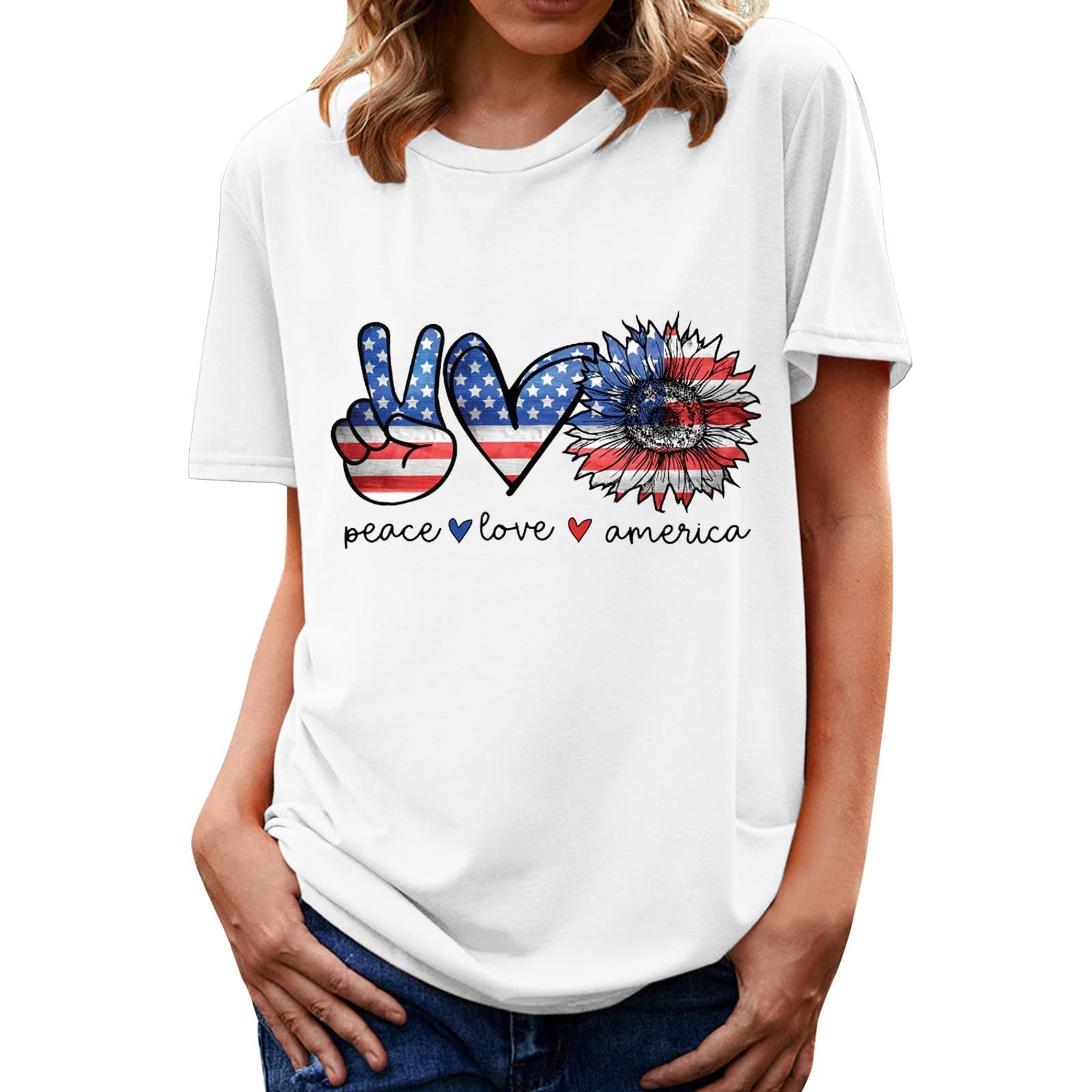 Women's Floral Printed Summer Tops - Round Neck Loose Fit Casual Short Sleeve Tunic Tee Shirts for Beach, Vacation & Everyday Wear