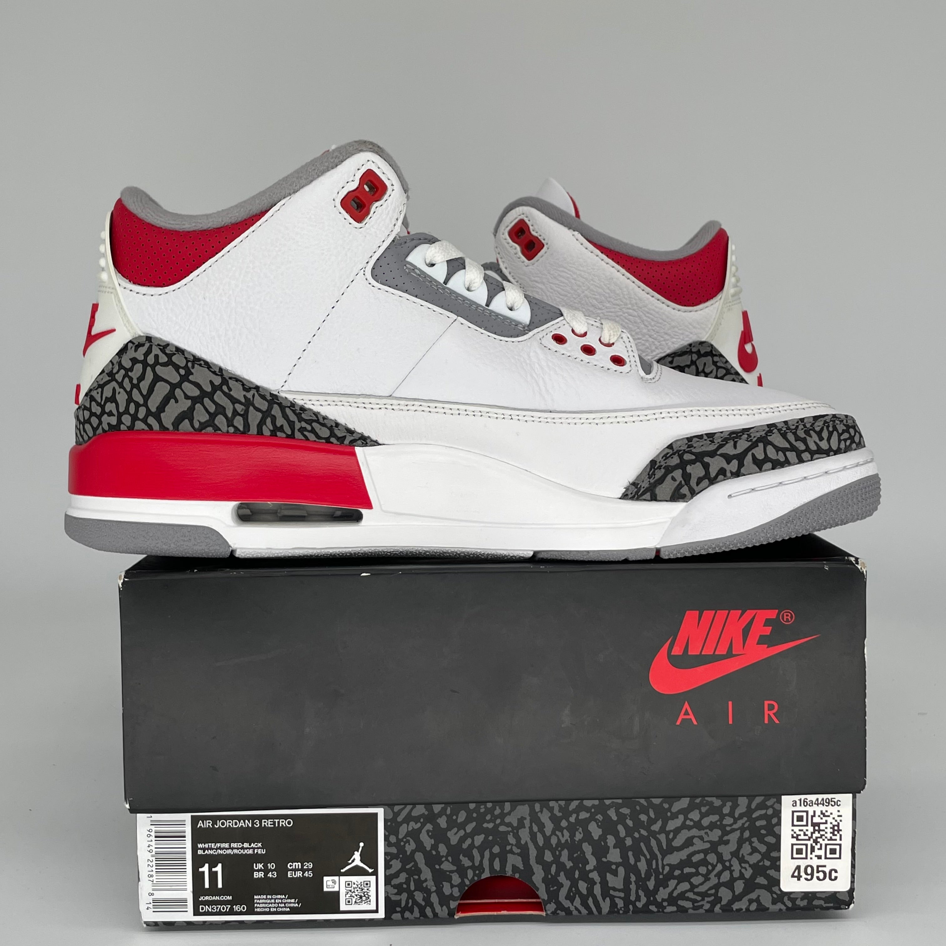 Air Jordan 3 Retro 'Fire Red' Men's Basketball Shoes Size 11 DN3707-160 - Perfect for Streetwear, Sneaker Collection & Casual Wear