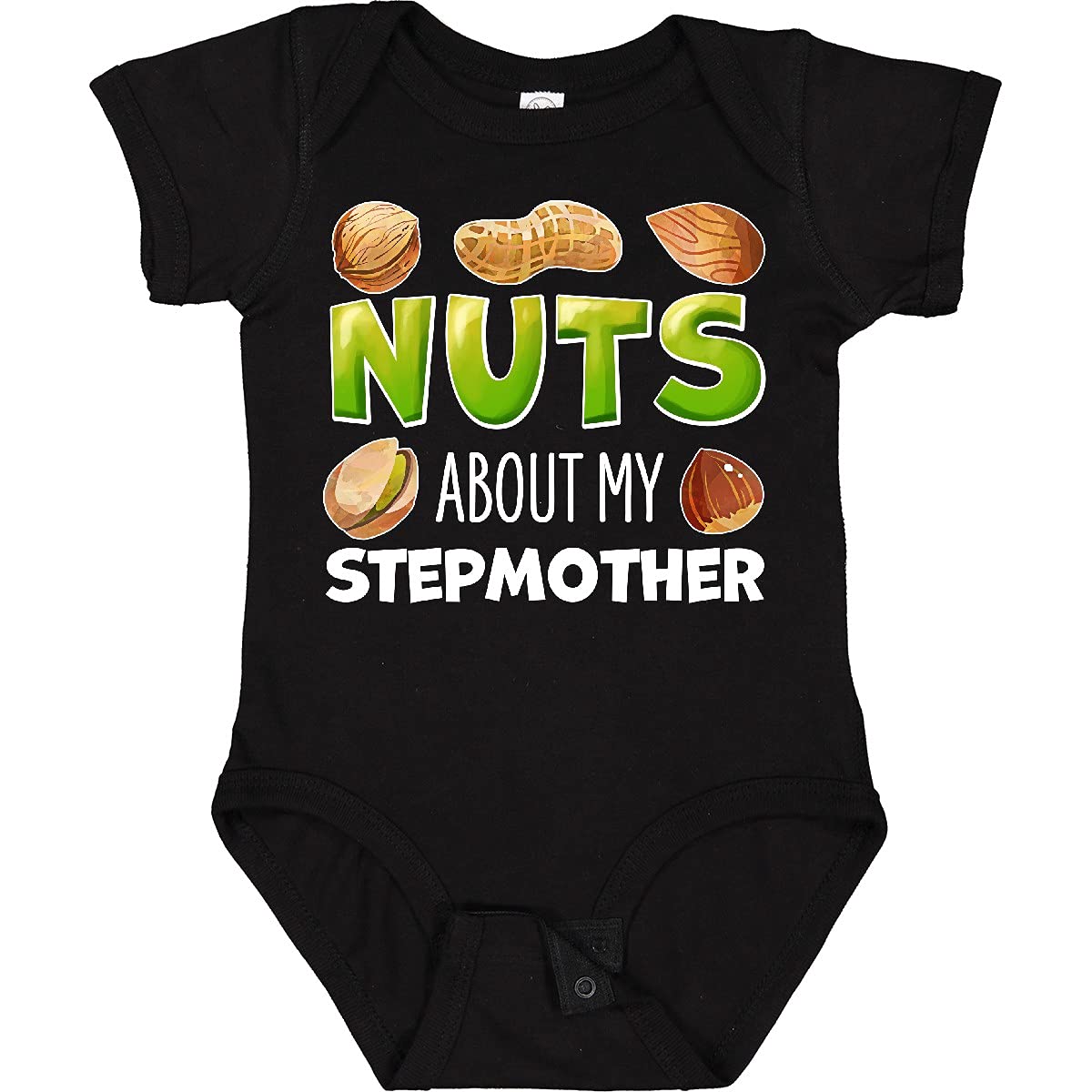 Inktastic 'Nuts About My Stepmother' Peanut Almond Pistachio Baby Bodysuit - Cute Gift for Stepfamily, Baby Shower & Family Reunions