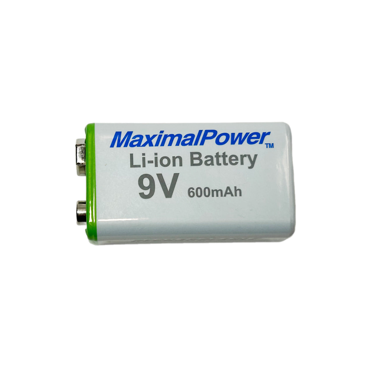 MaximalPower 9V 600mAh Lithium Ion Rechargeable Battery - Long Lasting High Capacity 9 Volt Block Battery for Smoke Detectors, Guitar Pedals & Electronic Devices