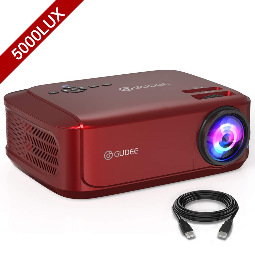 GuDee Mini Video Projector 2800LM HD Portable LED Projector - 1080P Support for Home Theater & Outdoor Movies | Compatible with Phone, Laptop, USB, SD, AV, VGA, PS4 | Perfect for Backyard Movie Nights, Gaming & Business Presentations