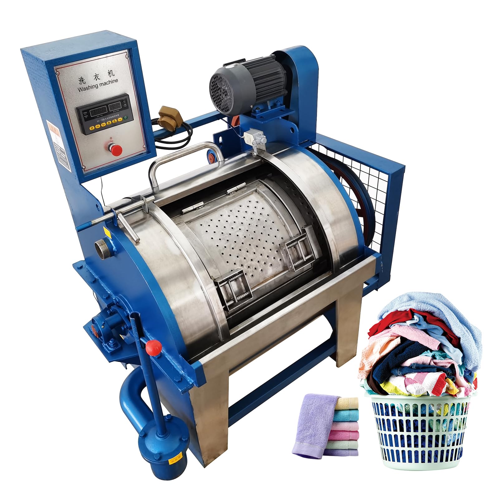 33LBS Commercial Washing Machine - Heavy Duty Industrial Laundry Equipment for Hotels & Work Clothes | 750W 220V Stainless Steel Washer | Perfect for Hotels, Restaurants & Uniform Cleaning