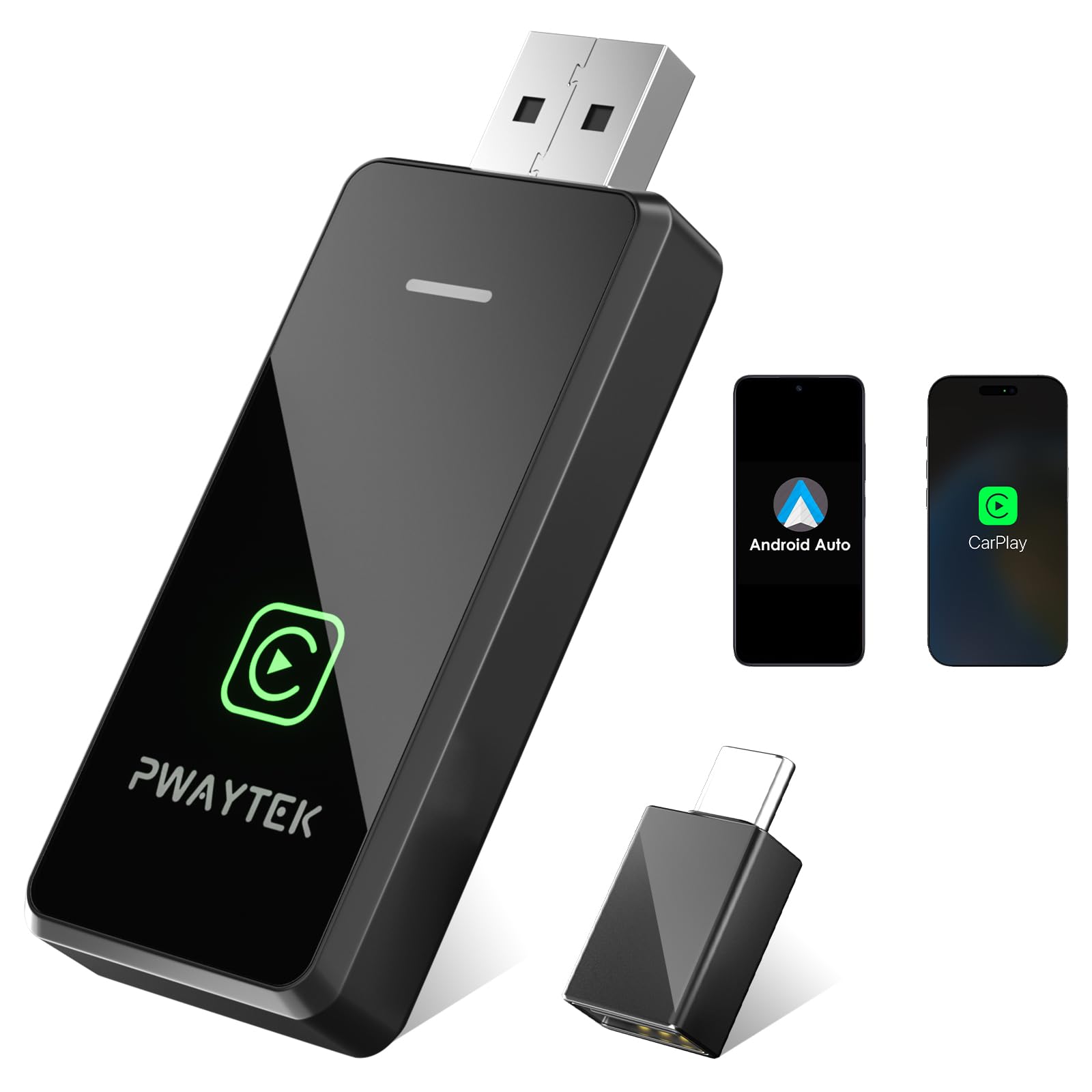 Wireless CarPlay Adapter for iPhone & Android Auto - 2-in-1 Plug & Play Car Dongle - Compatible with iOS 10+ & Android 11+ - Perfect for Hands-Free Driving & Seamless Music Streaming
