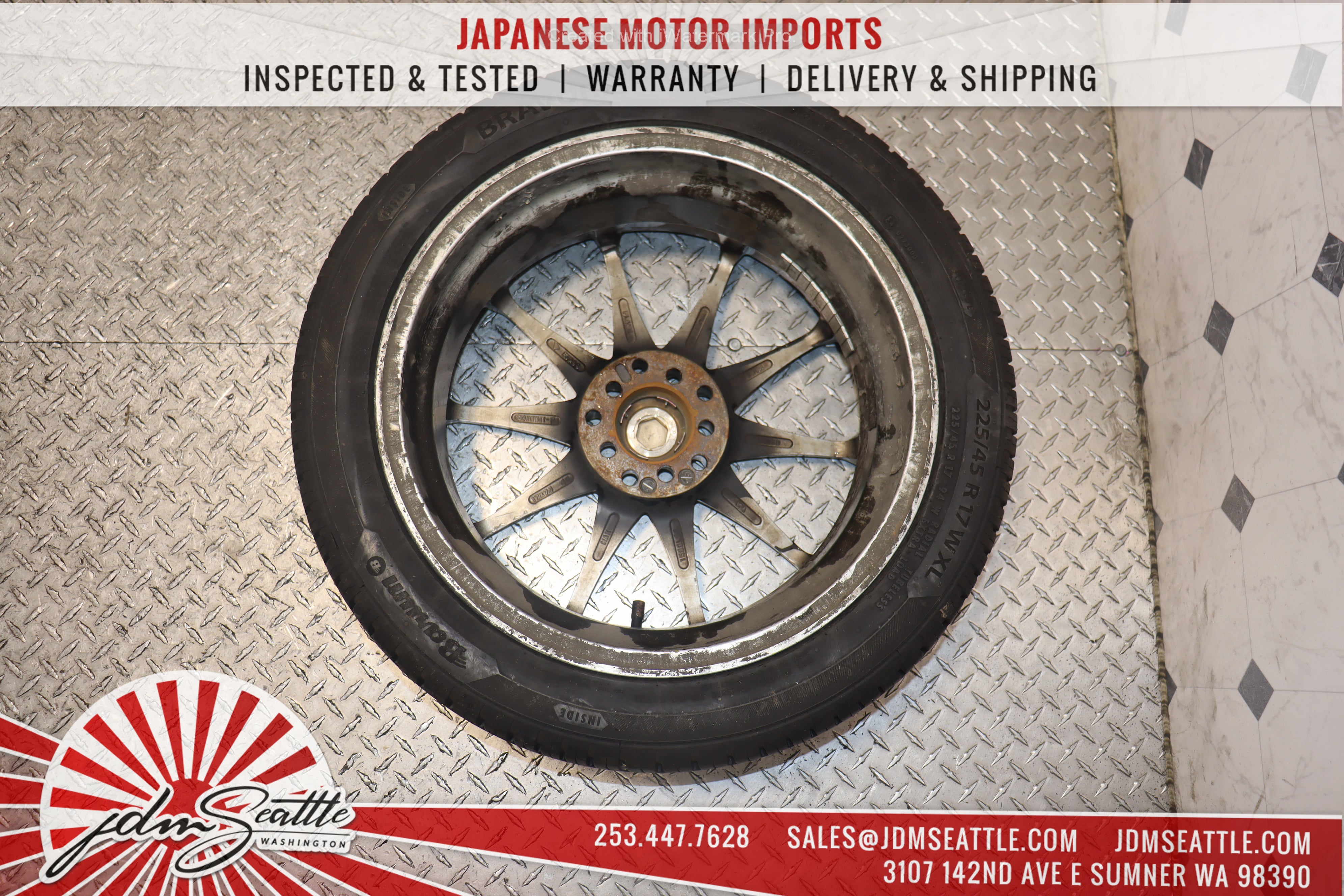 ENKEI FITTIPALDI FLAME JDM Alloy Wheels - Set of 4 Universal 17x7 +40 Offset Rims with 225/45R17 Tires - Perfect for Honda Civic, Toyota Corolla & Subaru Impreza - Upgrade Your Car's Performance & Style