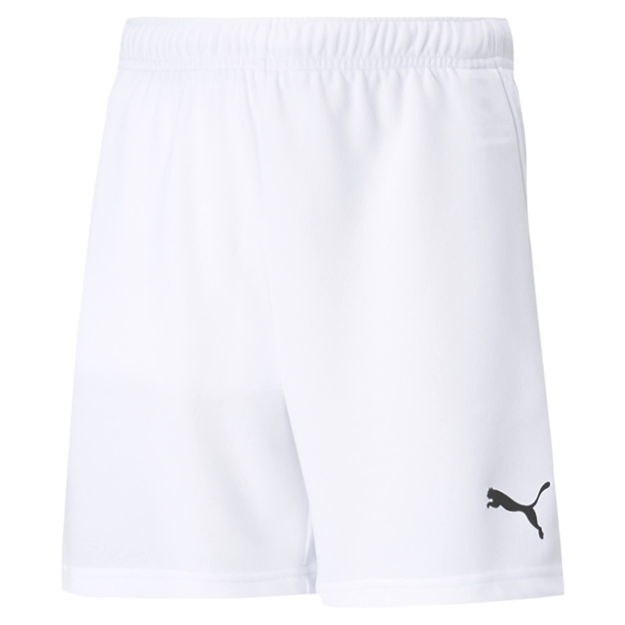 PUMA Kids' TeamRise Athletic Shorts - White & Black - Medium - Comfortable Sports Shorts for Boys & Girls - Perfect for Basketball, Soccer & Playtime