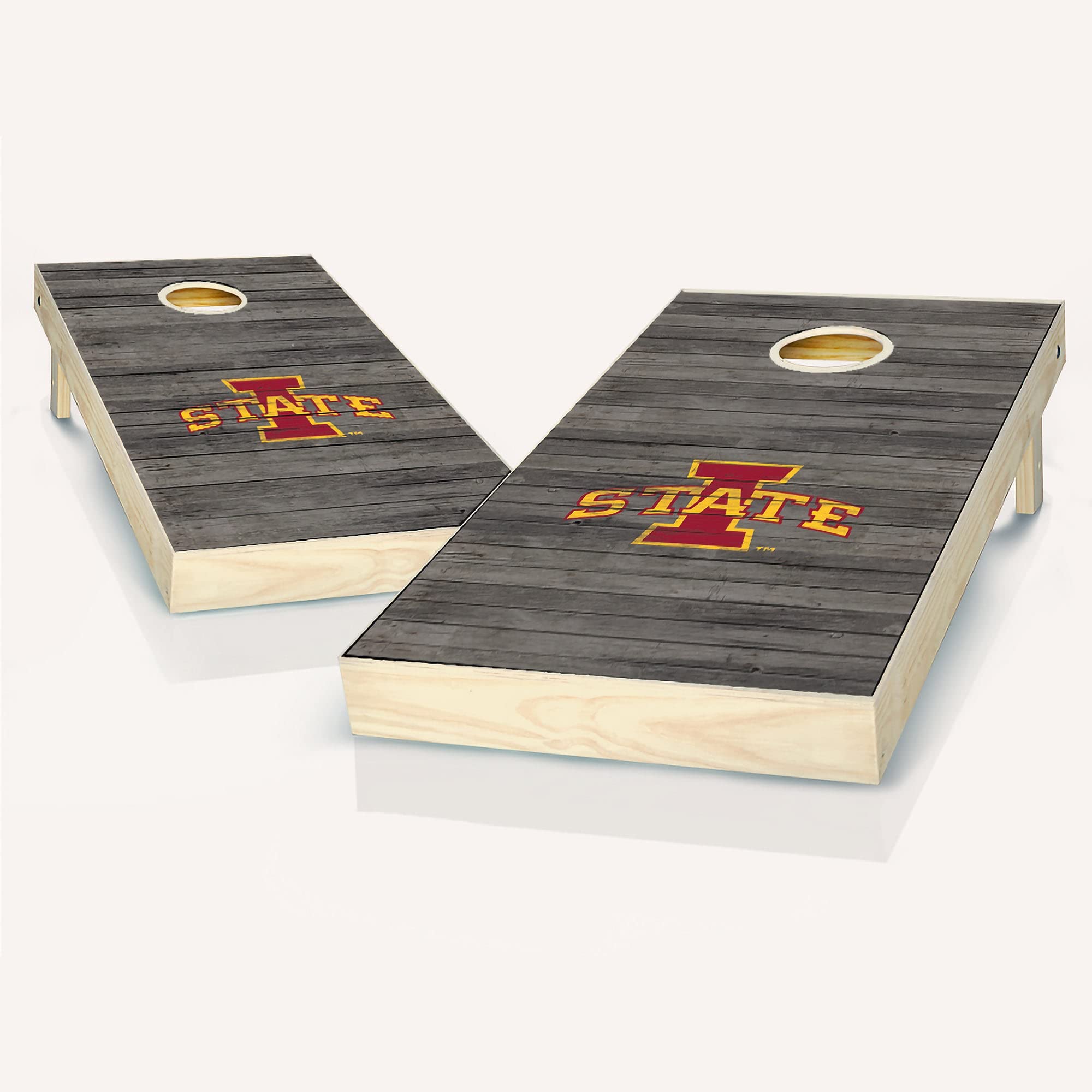Premium Iowa State Distressed Cornhole Game Set - 2 Wooden Boards & 8 Bean Bags for Outdoor Tailgating, Backyard Parties & College Game Day Fun