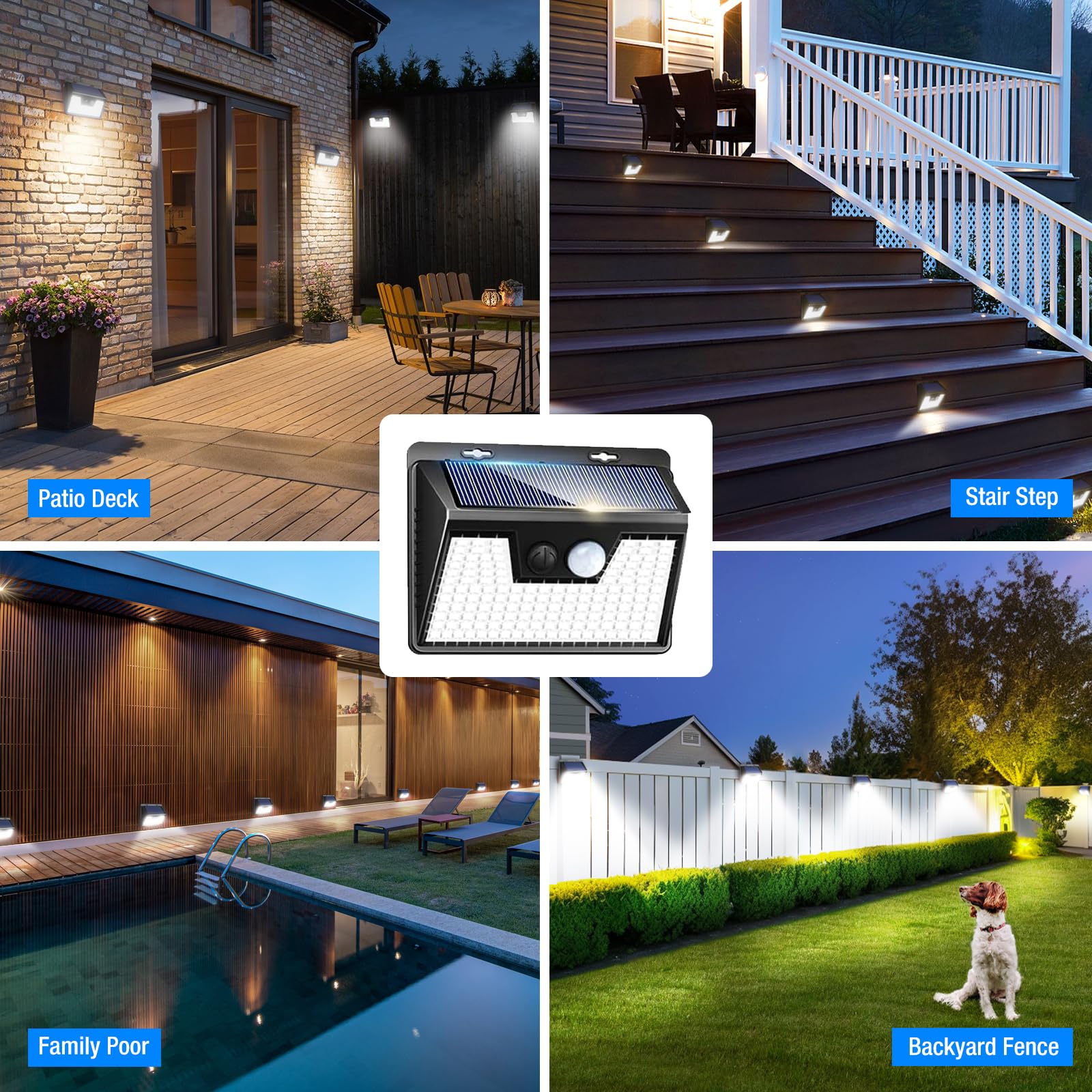 Peasur 12-Pack Solar Lights Outdoor Waterproof 140 LEDs, 3 Lighting Modes Motion Sensor Security Lights - Ultra Bright Solar Powered for Fence, Yard, Patio, Deck (Ideal for Pathway, Garden & Home Security)