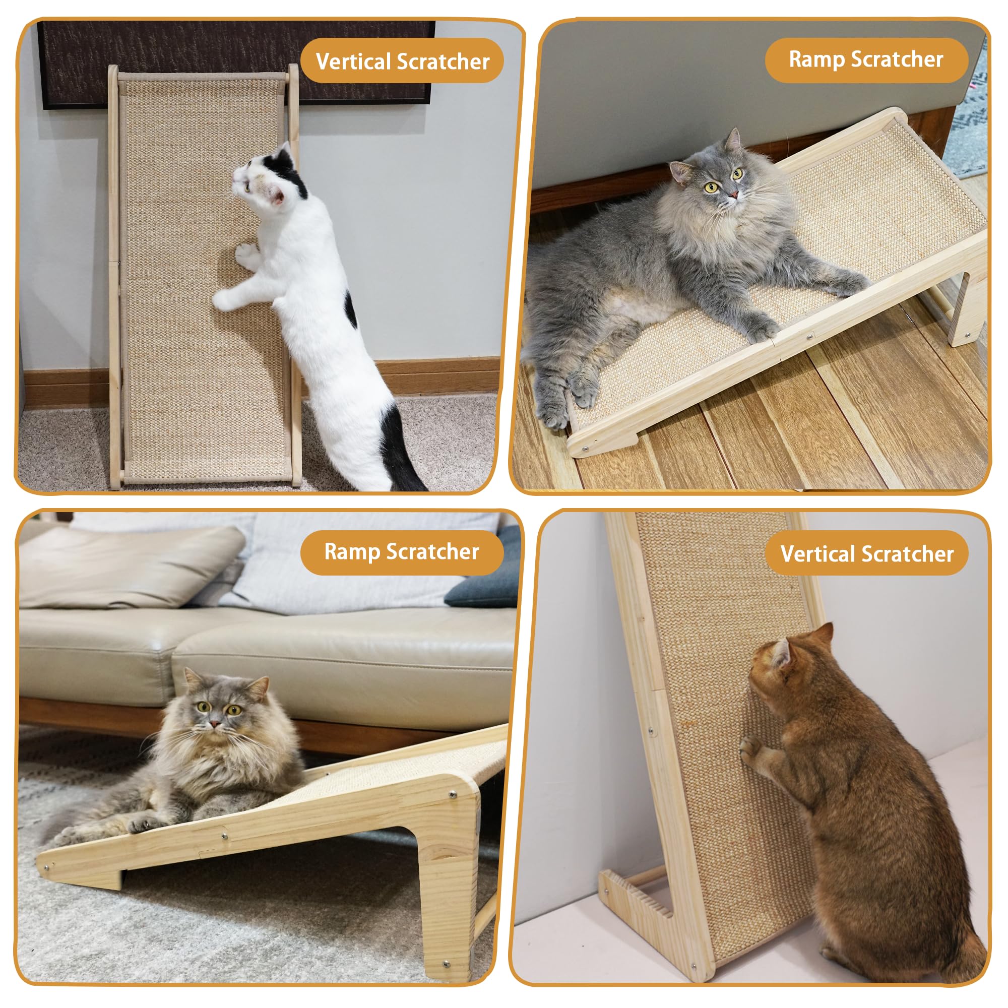 Premium L-Shaped Cat Scratcher for Indoor Cats - Durable Sisal Scratching Board with Catnip | Protects Furniture | Large Size | Perfect for Living Rooms & Home Offices