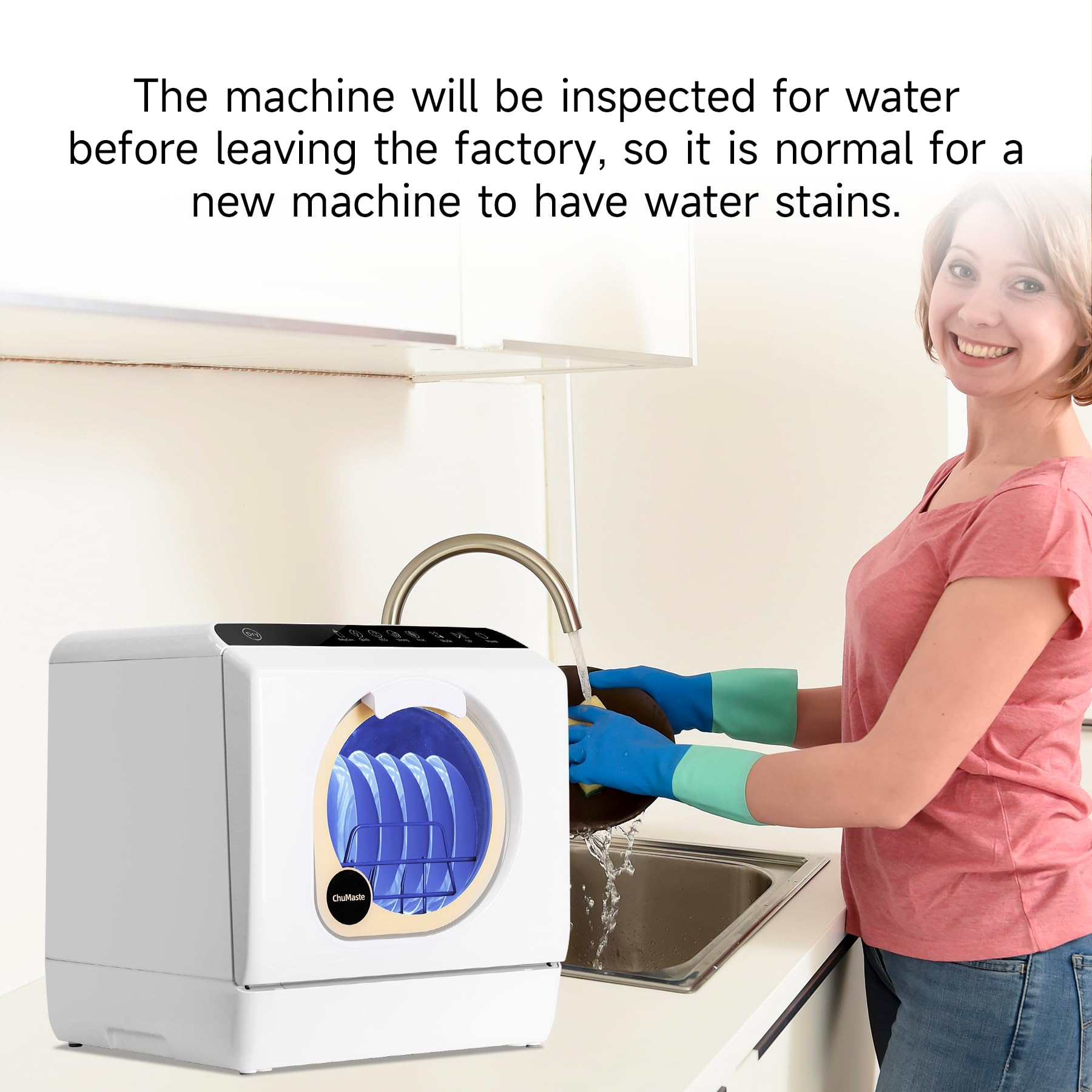 **Mini Countertop Dishwasher with Drying & Double Spray Arms – Portable Dishwasher with Water Tank, 6 Wash Programs – Ideal for Small Kitchens, Apartments & Washing Baby Bottles**