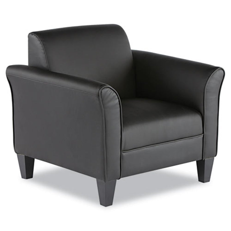 Premium Black Leather Reception Lounge Furniture Set - Modern Office & Waiting Room Sofa for Comfortable Seating