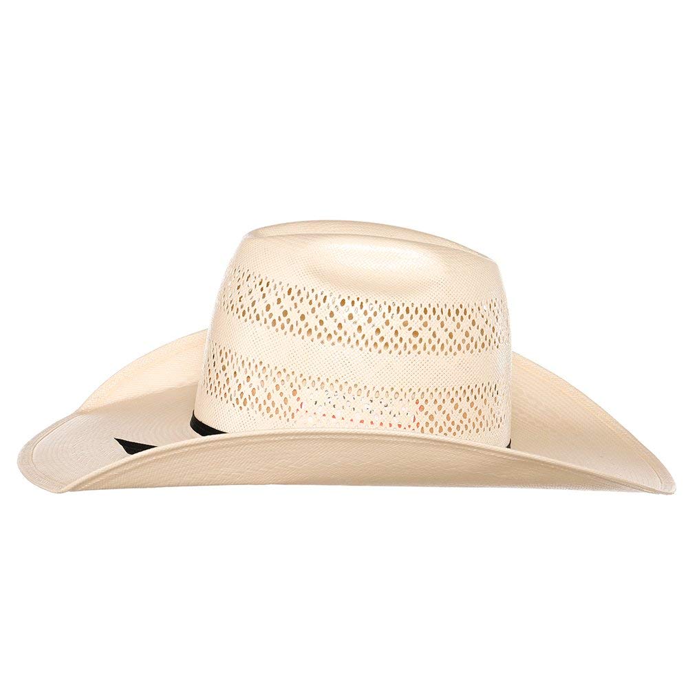 American Hat Company Two Row Fancy Vent Ivory Straw Hat with 4 1/4