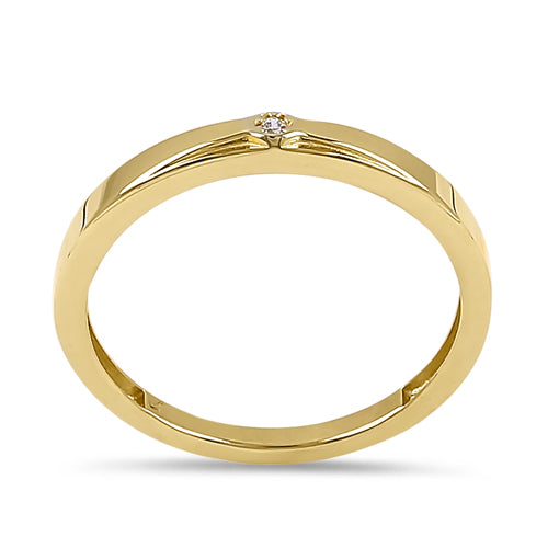 14K Solid Yellow Gold Cubic Zirconia Band Ring for Women - Elegant & Dainty Jewelry for Everyday Wear, Gift Giving & Special Occasions