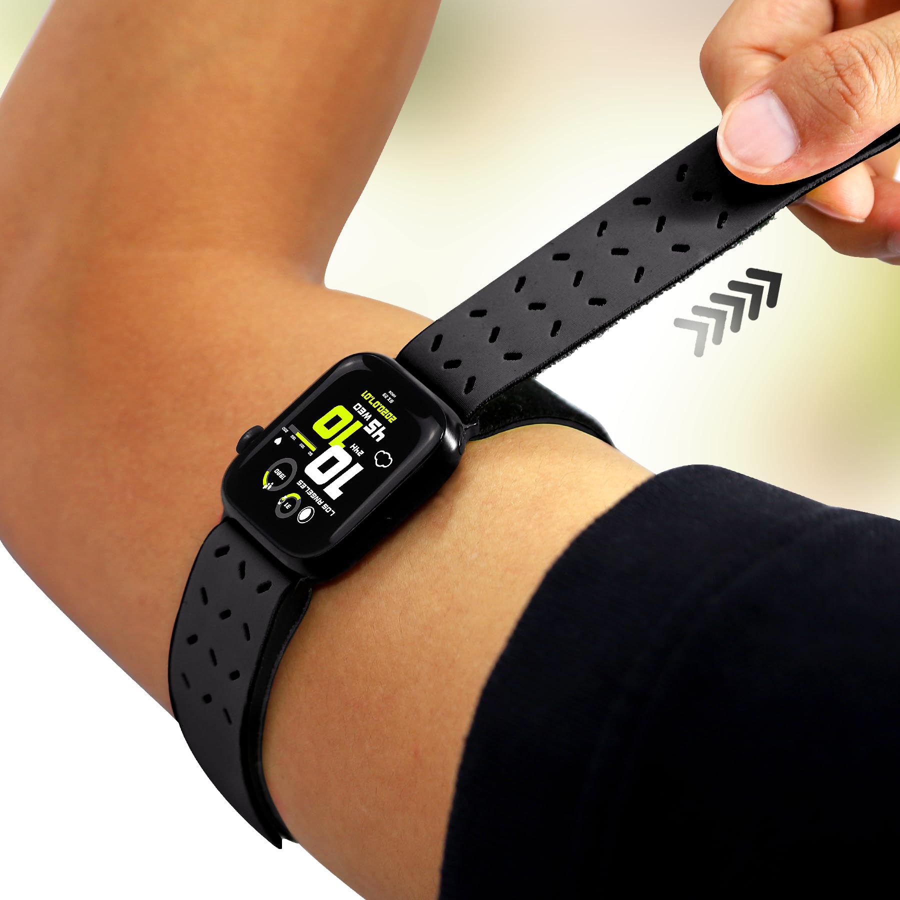 JR.DM Ankle Arm Bands for Apple Watch 45mm 44mm 41mm 40mm - Compatible with iWatch SE Series 9 8 7 - Breathable Lycra Sports Armband for Running, Walking, Gym & Fitness - Adjustable Stretchy Ankle Strap for Women & Men