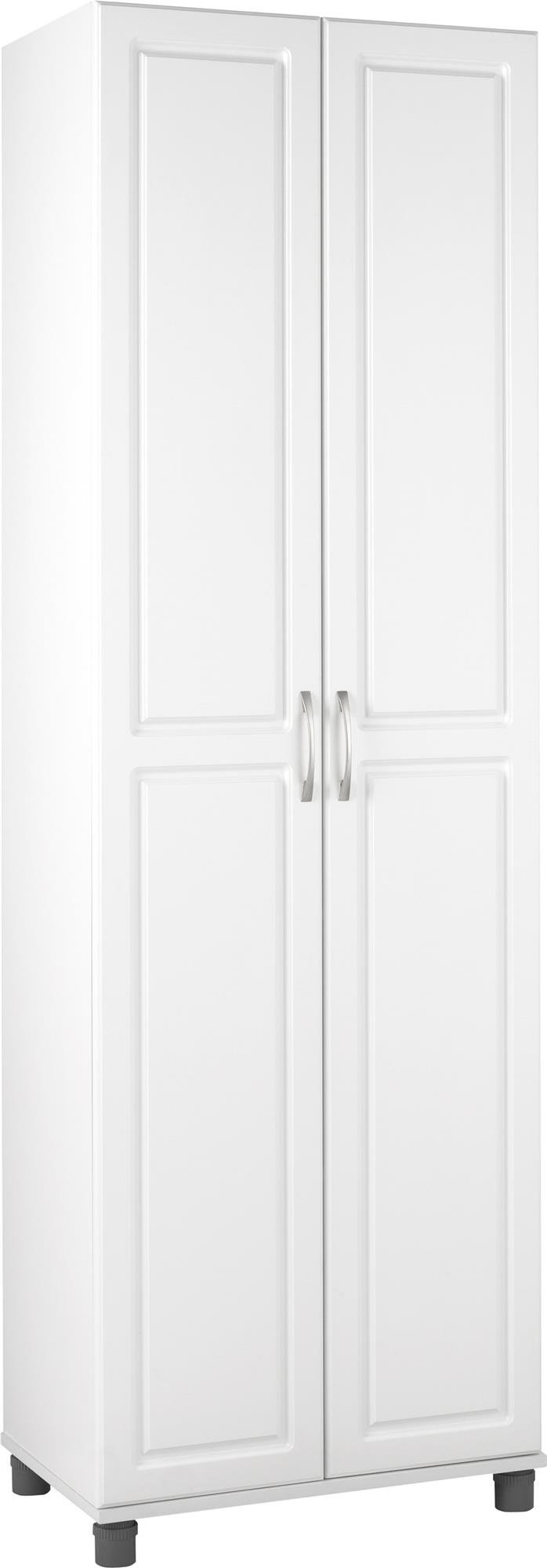 SystemBuild Kendall 24-Inch White Utility Storage Cabinet - Organize Home, Office, Garage & Closet - Durable Metal Shelving Unit for Storage & Organization