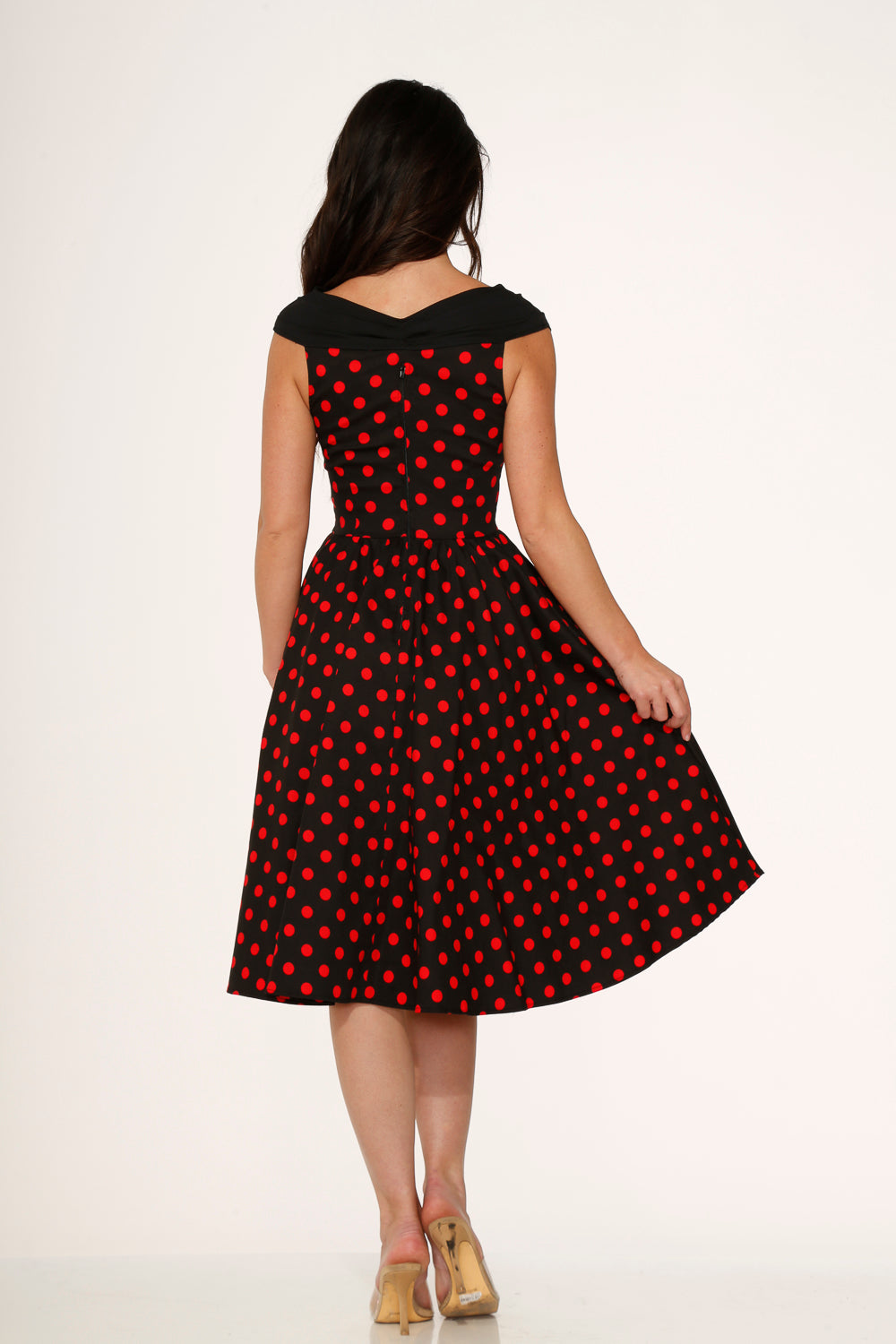 Black & Red Polka Dot Swing Dress - Vintage Style Flowy A-Line Dress for Women | Perfect for Parties, Date Nights & Special Occasions