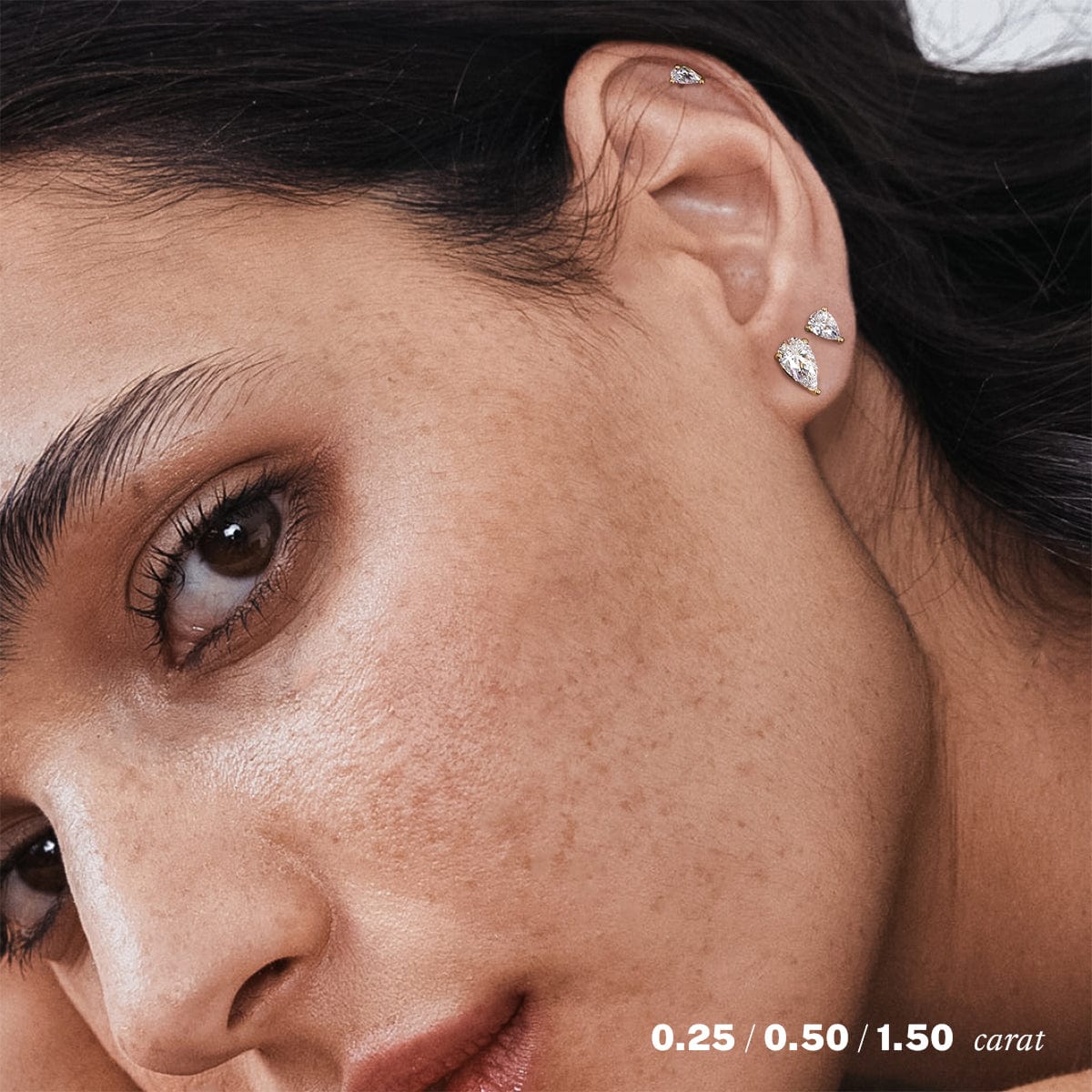 1/2 Carat Pear Diamond Stud Earrings - 14K White Gold Dangle Earrings for Women, Perfect for Weddings, Parties & Special Occasions
