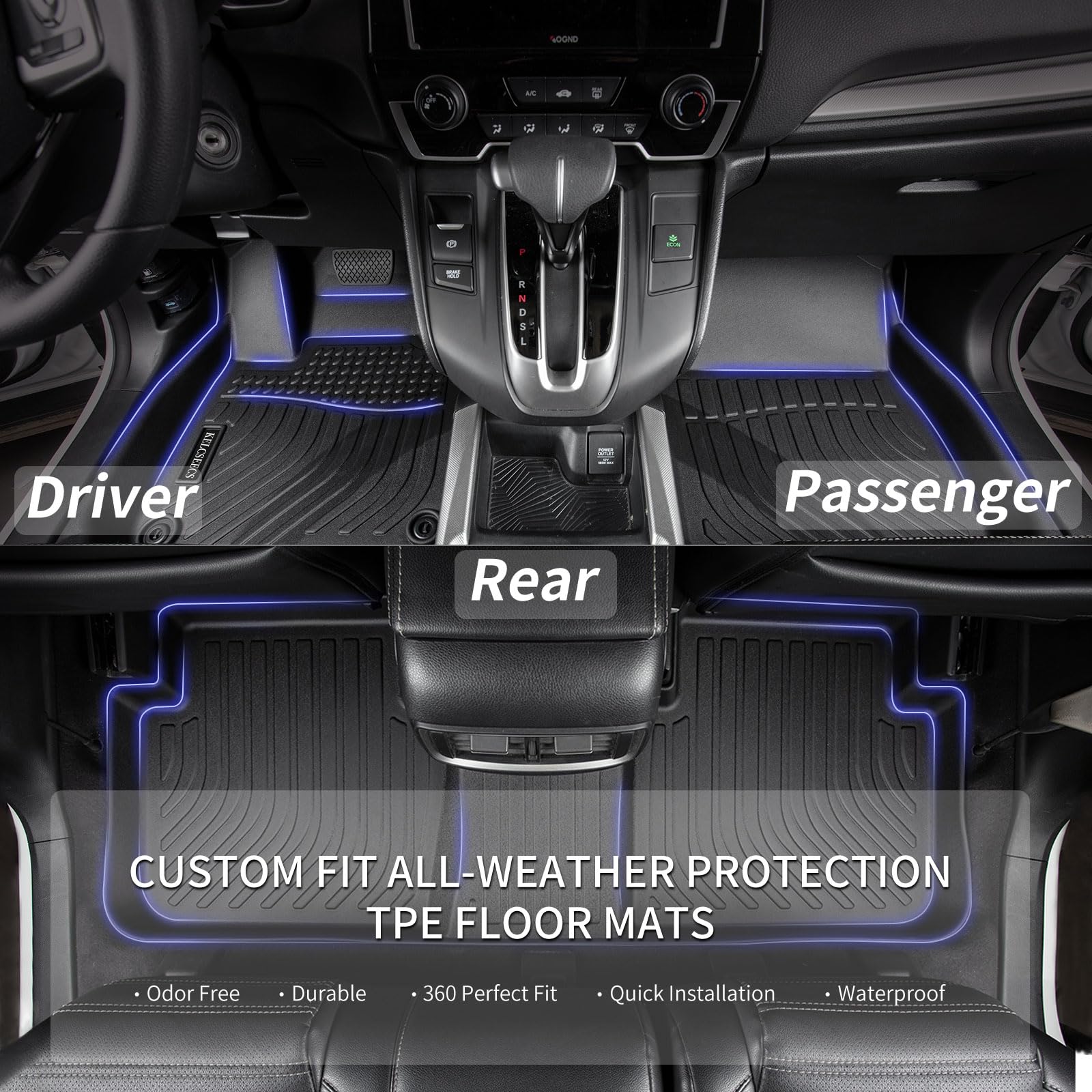 Custom Fit All-Weather Floor Mats for Ford Escape & C-Max 2013-2019 - Heavy Duty Car Floor Liners Front & Rear - Durable Automotive Accessories for Rain, Snow & Mud Protection - Perfect for Daily Commute, Road Trips & Off-Road Adventures