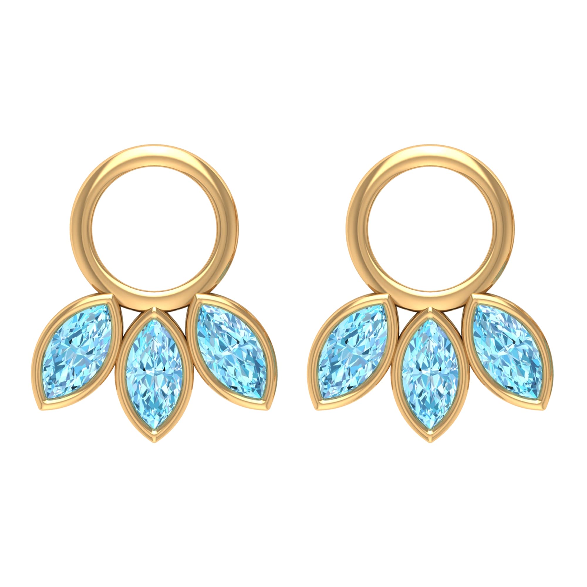 1/2 CT Marquise Cut Aquamarine Stud Earrings - 14K Solid Gold Minimalist Bezel Set Earrings for Women | Elegant Blue Gemstone Jewelry for Weddings, Parties & Everyday Wear